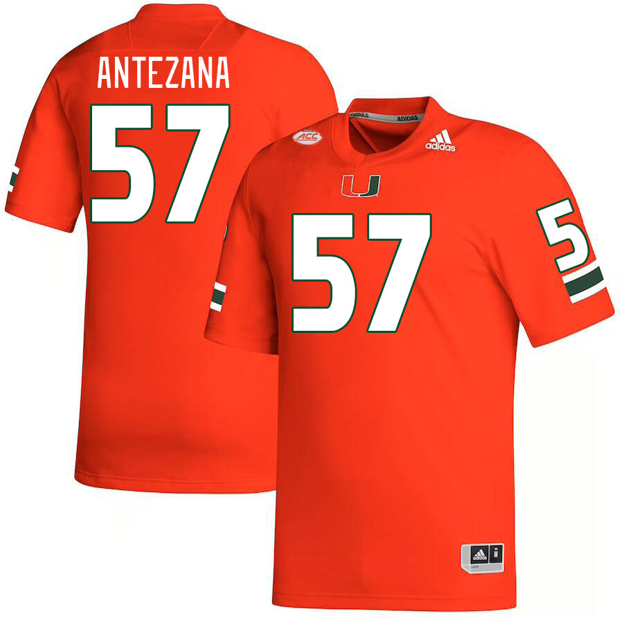 Men #57 Matt Antezana Miami Hurricanes College Football Jerseys Stitched-Orange - Click Image to Close
